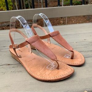 Fabio Rusconi leather thong ankle strap flat sandals size 40